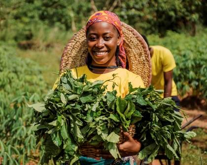 Lady with plant produce