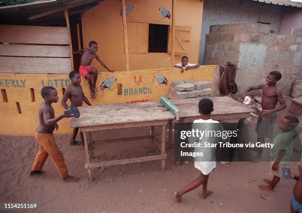 Children playing table tennis